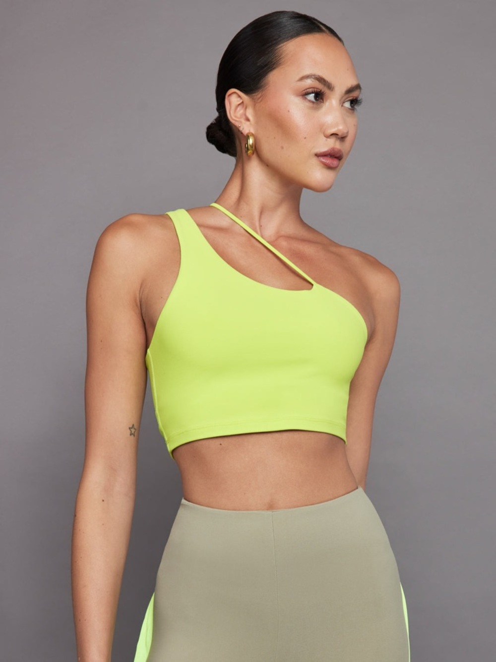 Carbon38 One Shoulder Convertible Bra Top in Acid Lime